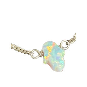 Vintage White Opal Hamsa Choker Necklace Sterling & Fatima Hand White Opal Hamsa